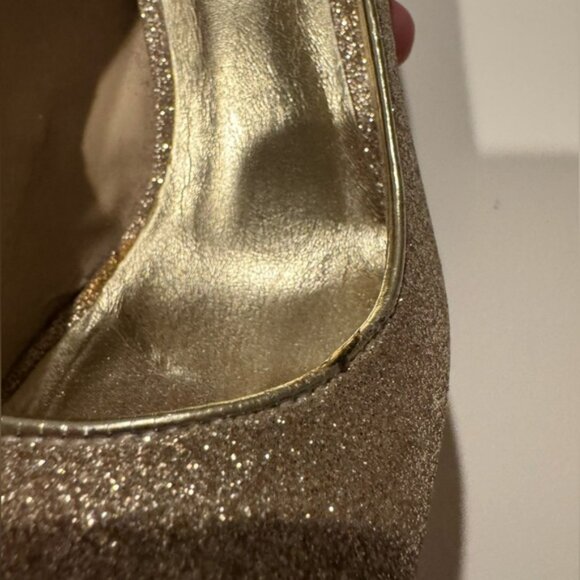 Steve Madden Platform P-Karo Gold Glitter Peep Toe Heels Women’s size 7.5 - Picture 12 of 12